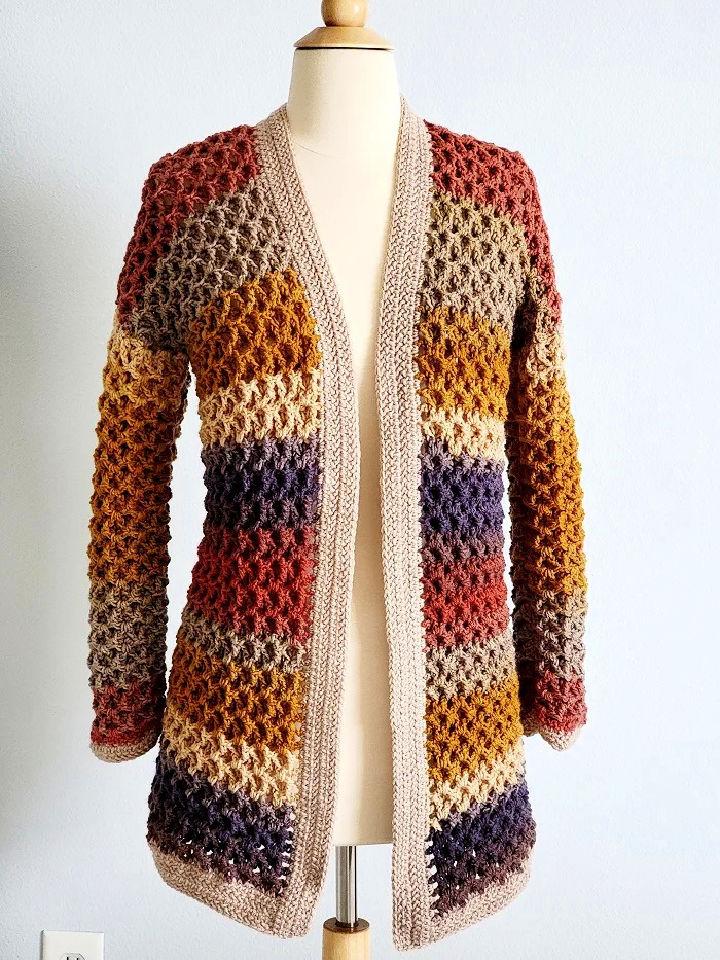 Multicolor Crochet Cardigan Free Pattern