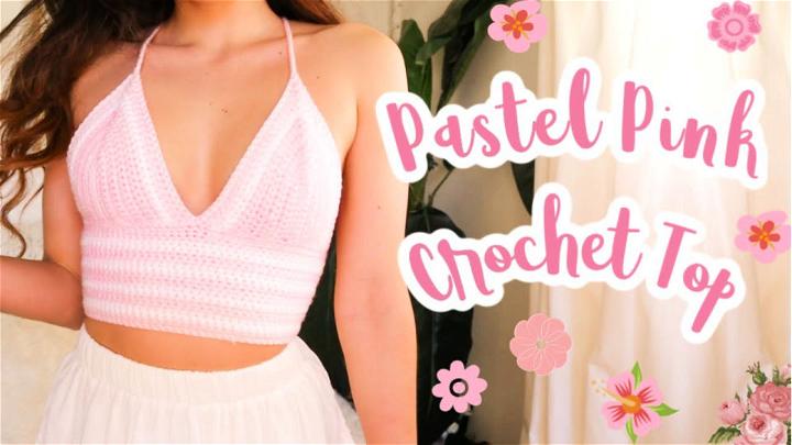 Pastel Pink Crochet Halter Bra Top Pattern