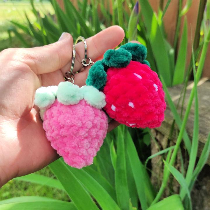 Quick and Easy Crochet Strawberry Keychain Pattern