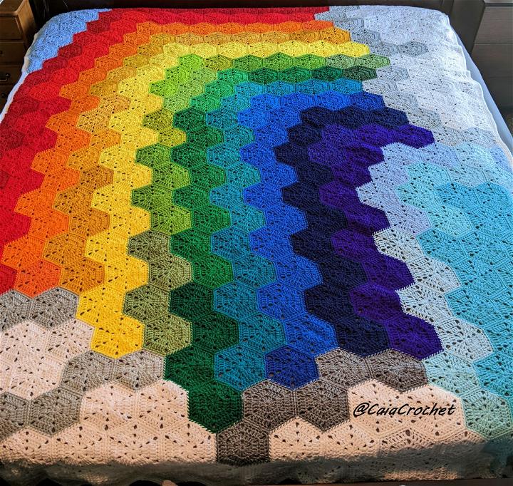 Rainbow Hexagon Crochet Blanket Pattern