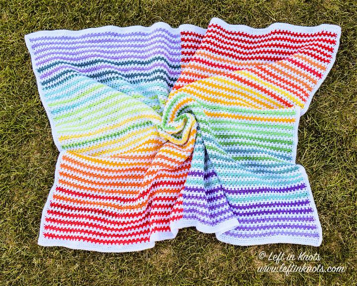 Rainbow Stripe Crochet Baby Blanket Pattern