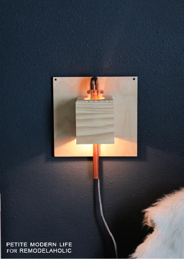 Renter Friendly Wall Sconce Using Plywood Sheet
