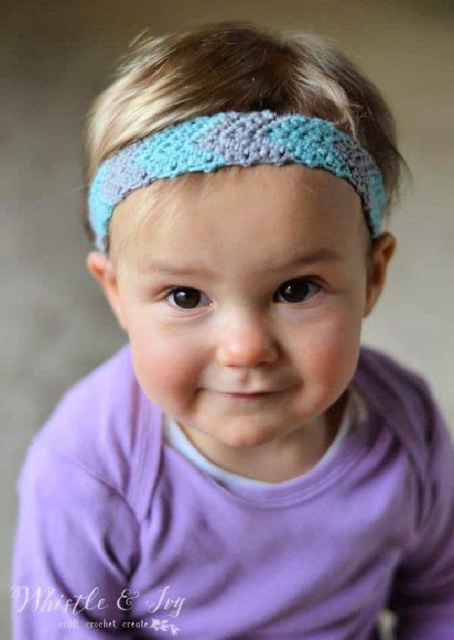 Simple Crochet Chevron Baby Headband Pattern