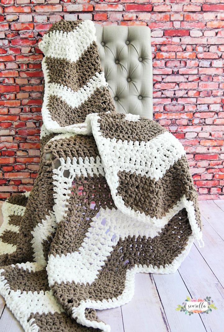 Simple Crochet Farmhouse Ripple Throw Pattern