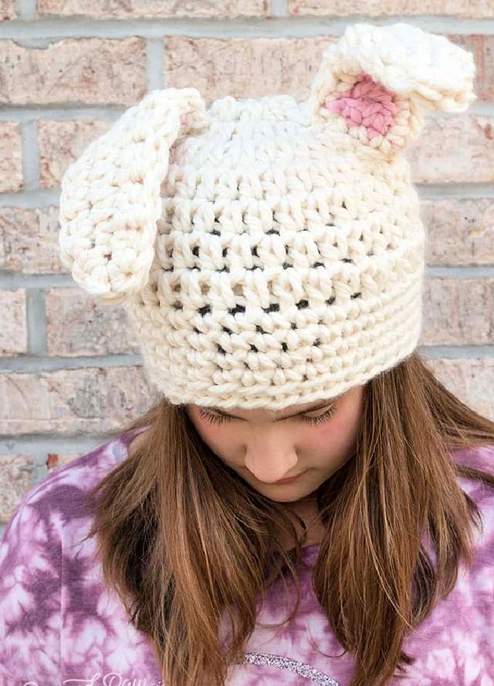 Simple Crochet Floppy Bunny Ears Hat Pattern