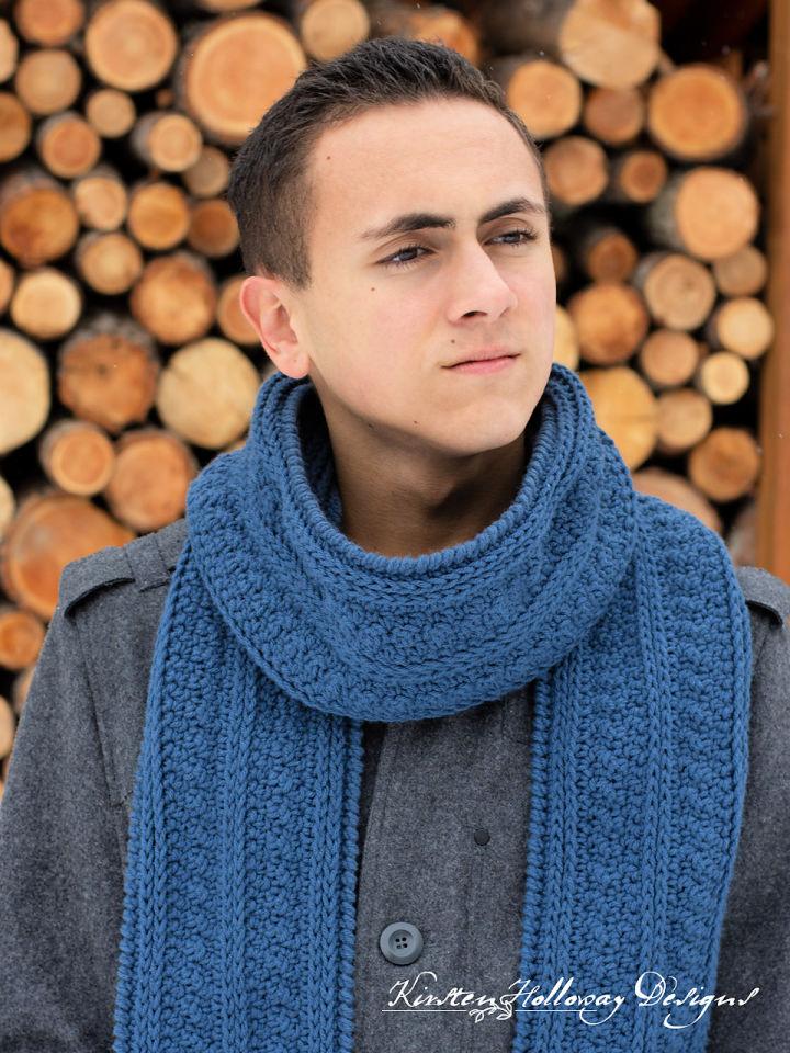 Simple Seed Stitch Crochet Mens Scarf Pattern
