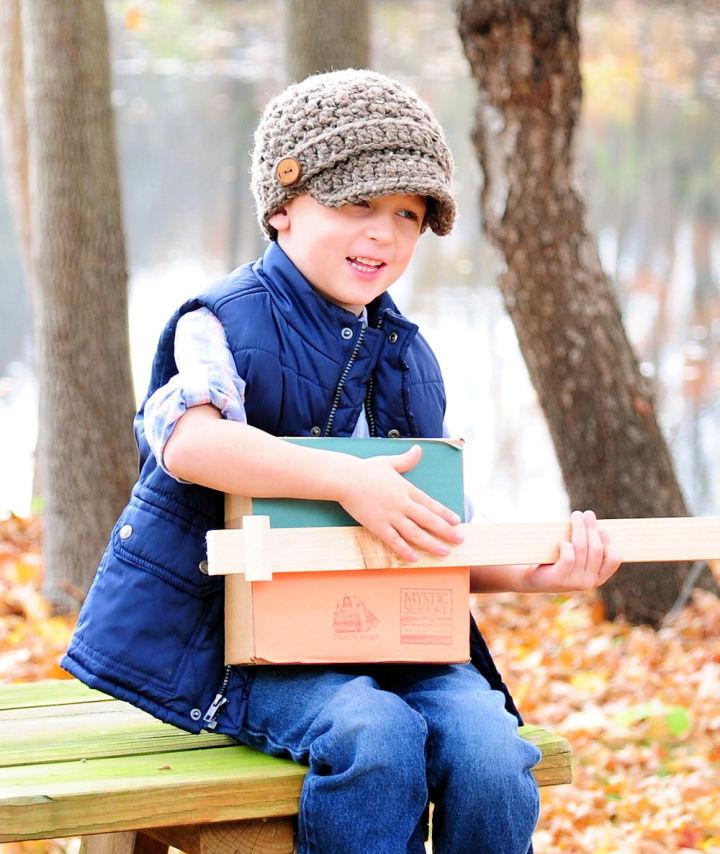 Square Brimmed Newsboy Hat Crochet Pattern