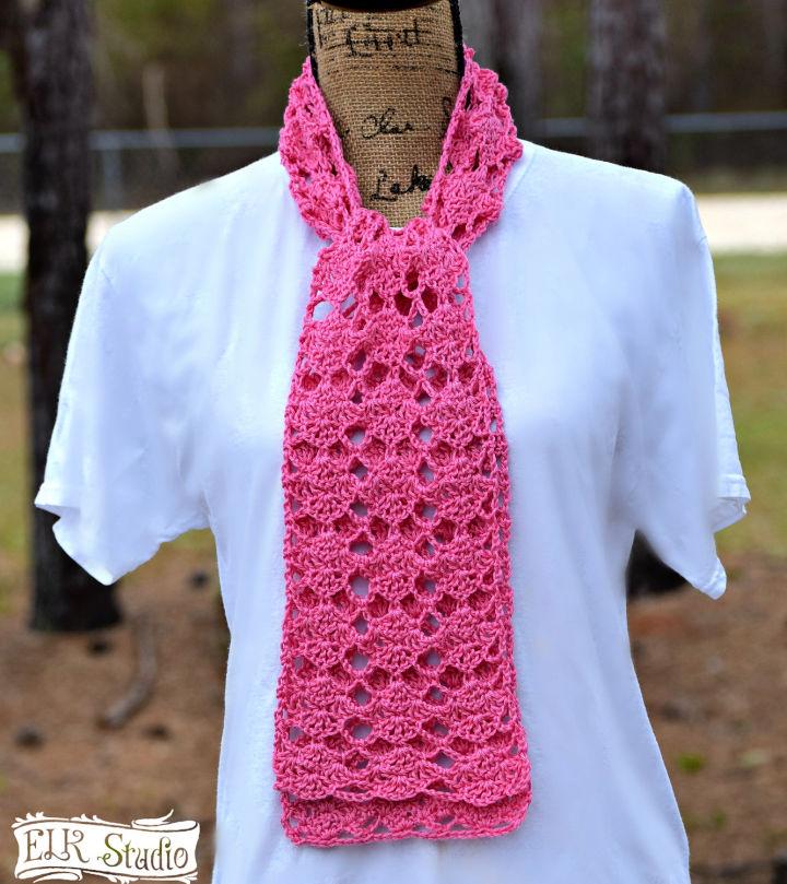 Sweet Pink Spring Lacy Scarf Crochet Pattern