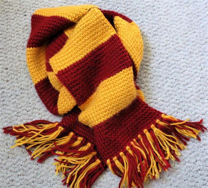 Tunisian Crochet Harry Potters Gryffindor Scarf Pattern