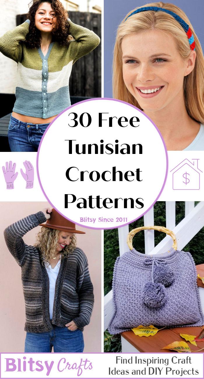 30 Free Tunisian Crochet Patterns for Beginners - Learn About Tunisian Crochet With Step by Step Pattern.
