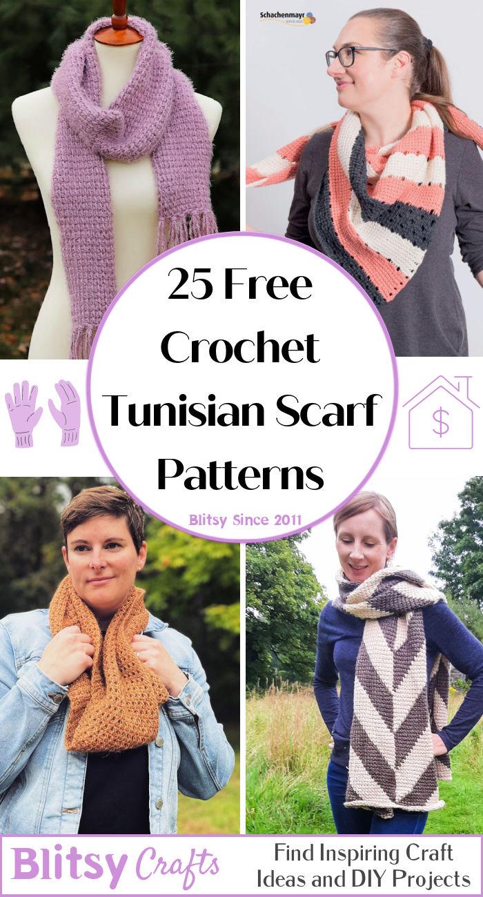 25 Free Tunisian Crochet Scarf Patterns - Easy Step by Step Tunisian Crochet Scarf Pattern
