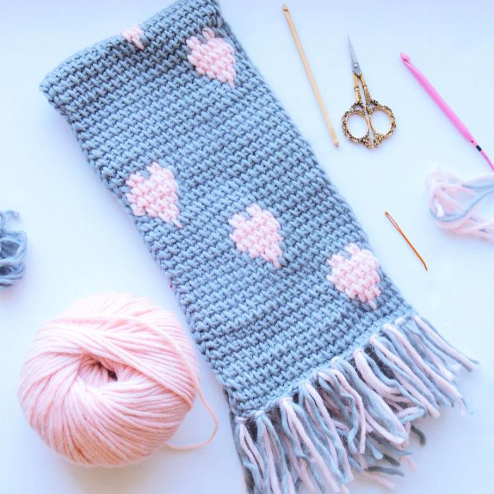 Tunisian Crochet Sweetheart Scarf Pattern