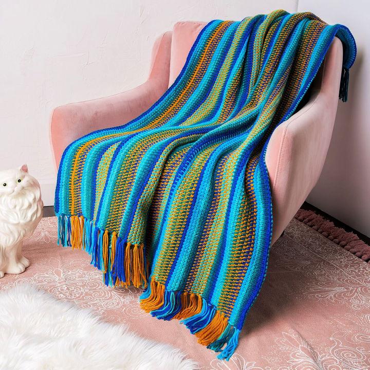 Simple Tunisian Crochet Stripes Blanket Pattern