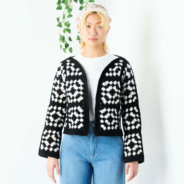 Two Color Granny Square Crochet Jacket Cardigan Pattern