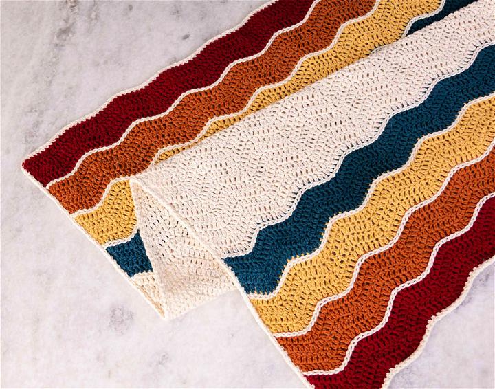 Wavy Striped Crochet Baby Blanket Pattern