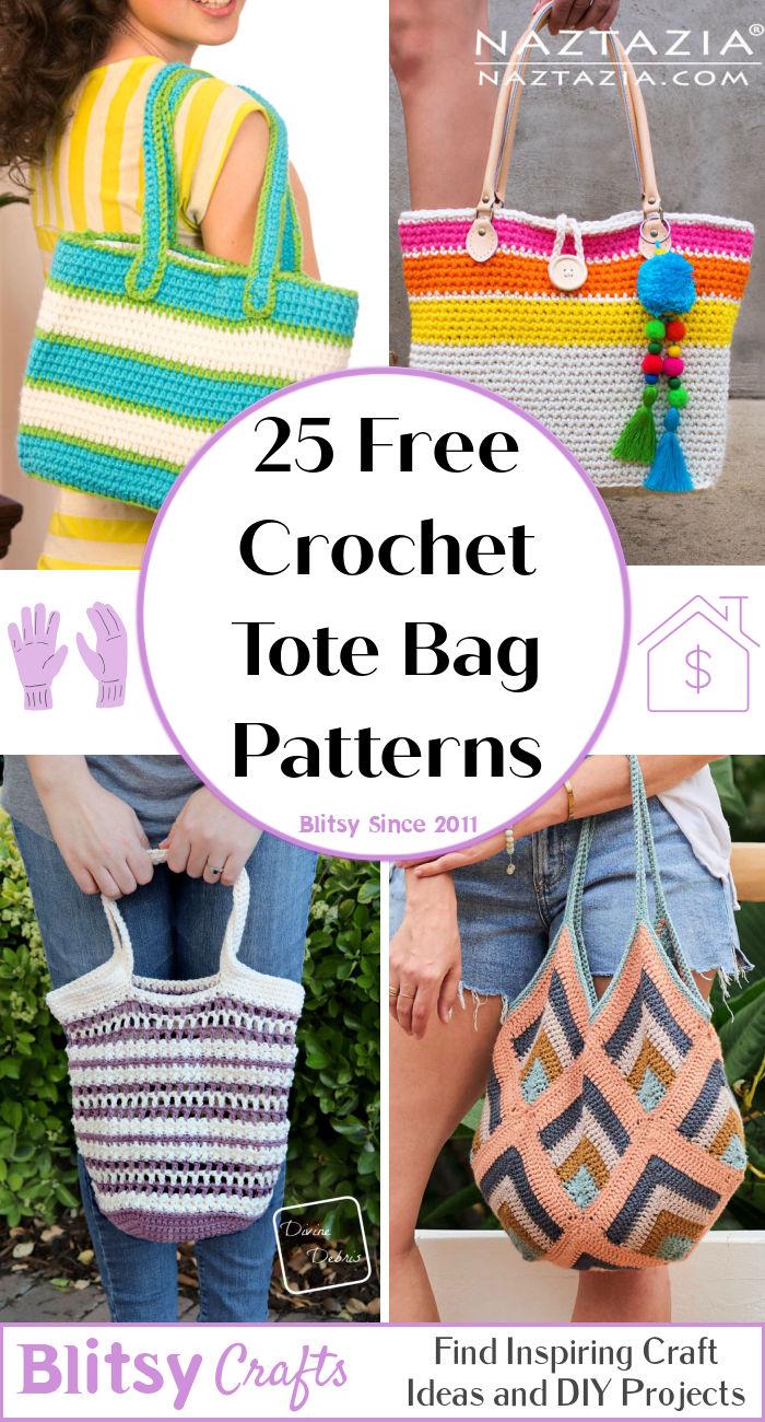 25 free crochet tote bag patterns (easy pattern pdf)