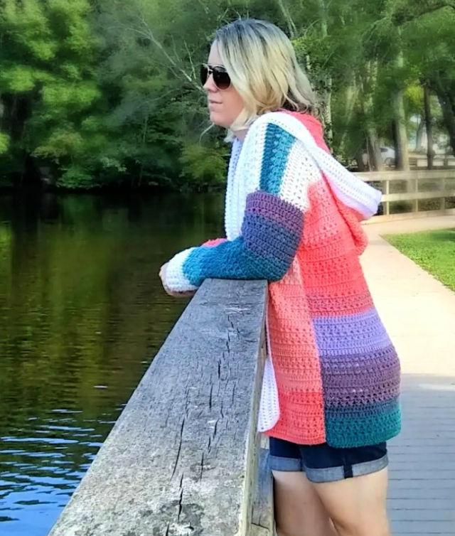 Easy Colorblock Cardigan Crochet Pattern