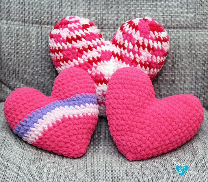 Crochet Heart Pillow Gift for Adults