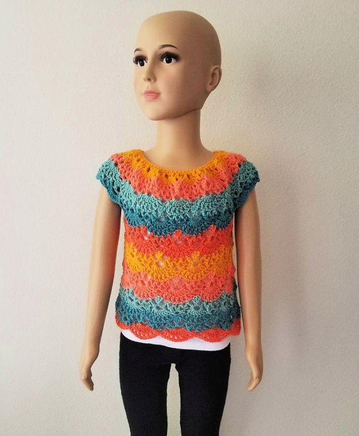 Crochet Lacy Shells Top Using Lion Brand Mandala