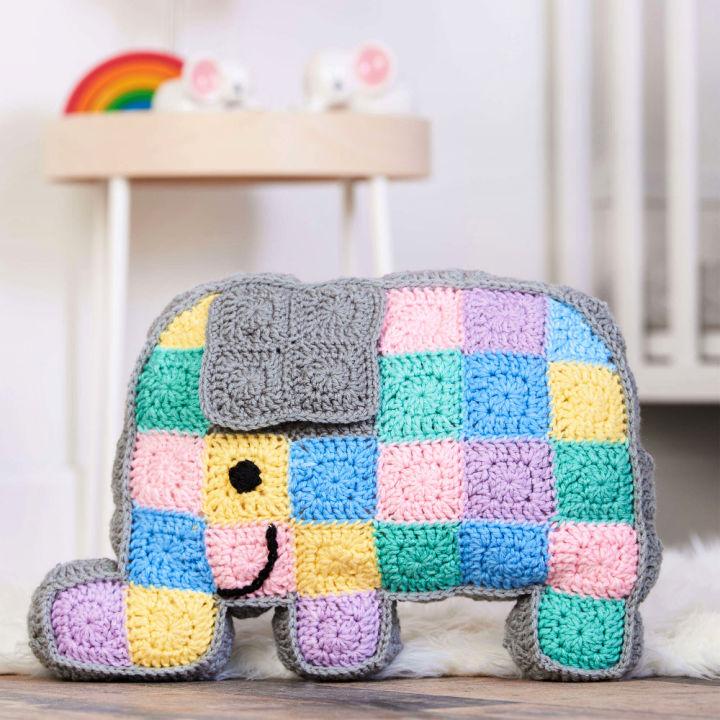Crochet Patchwork Elephant Pillow Pattern