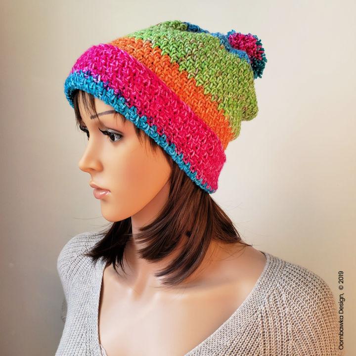 Crocheted Amelia Hat Using Lion Brand Mandala Ombre