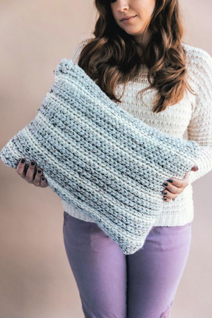 Crocheted a Knit Look Pillow Free Pattern