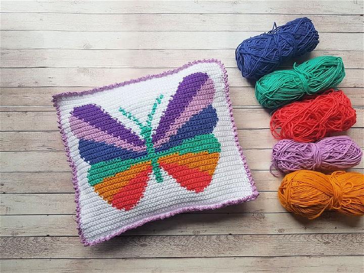 Free Crochet Butterfly Cushion Cover Pattern