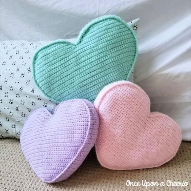 Free Crochet Candy Heart Pillow Pattern