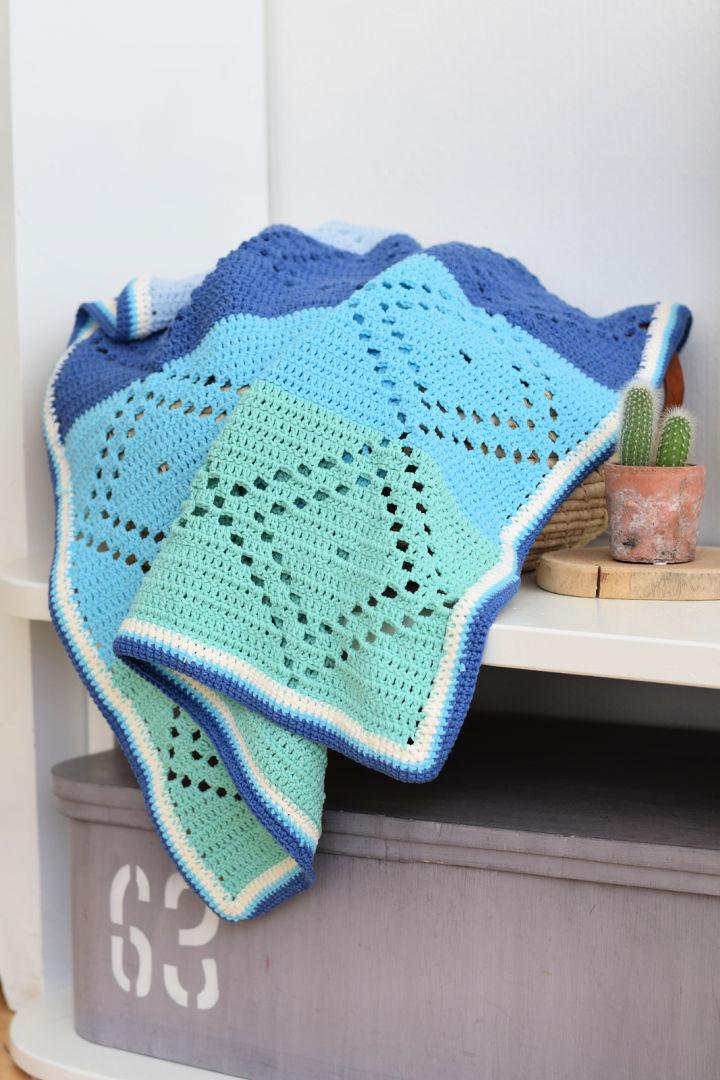 Free Crochet Diamond Filet Blanket Pattern
