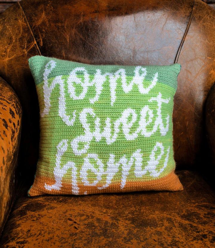 Home Sweet Home Pillow Crochet Pattern