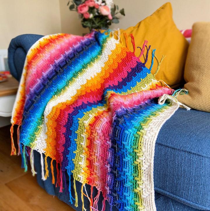 Overlay Mosaic Crochet Blanket Gift for Grandma
