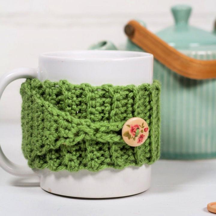 Quick and Easy Crochet Buttoned Cup Cozy Pattern