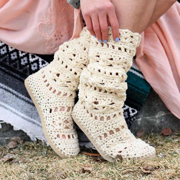 Crochet Coachella Boots With Flip Flop Soles