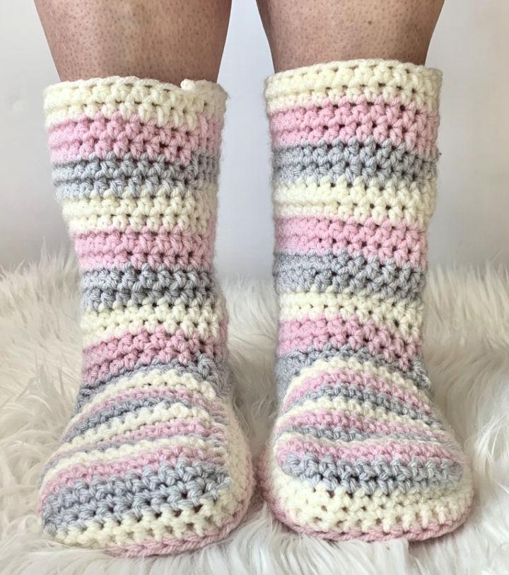Crochet Slipper Boots Pattern for Adults