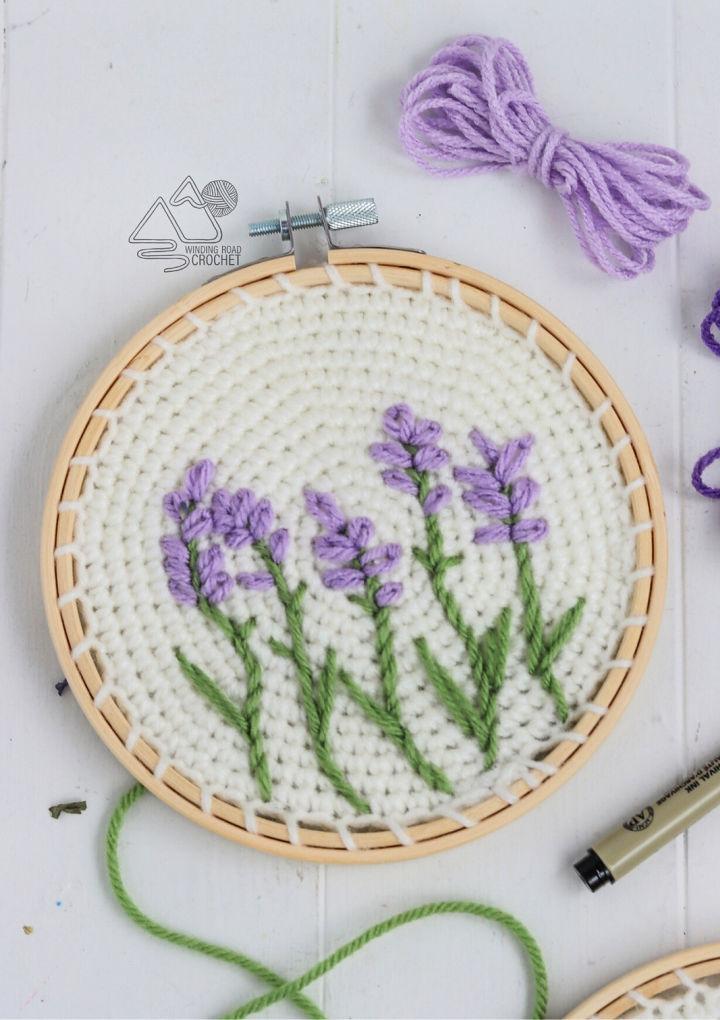 Embroidery Crochet Lavender Wall Hanging Free Pattern