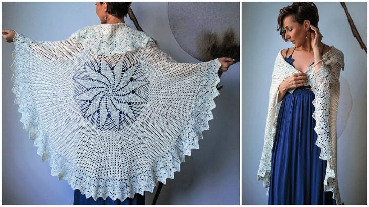 Eye catching Crochet Circular Lace Shawl Pattern