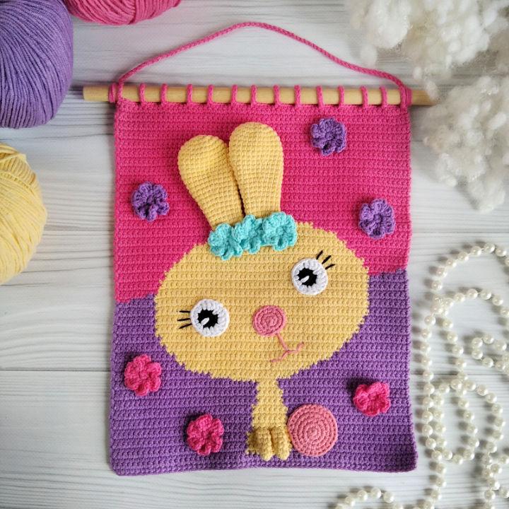 How to Crochet Bunny Wall Hanging Free Pattern
