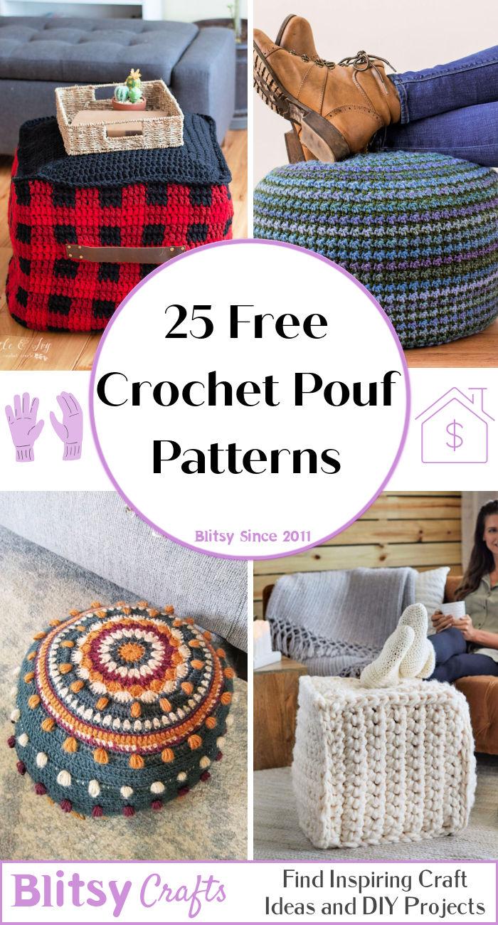 25 free crochet pouf patterns (crochet ottoman pattern)