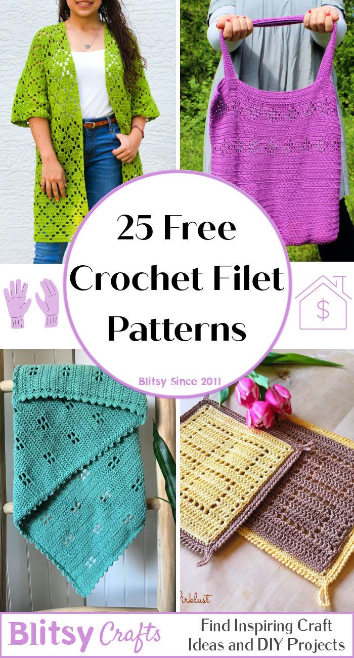 25 easy and free filet crochet patterns for beginners