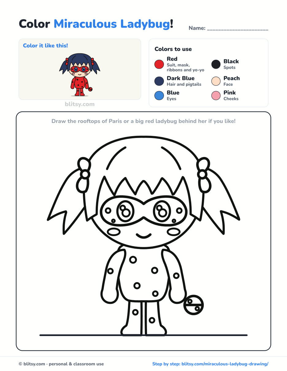 Ladybug coloring page printable with color key - free PDF download
