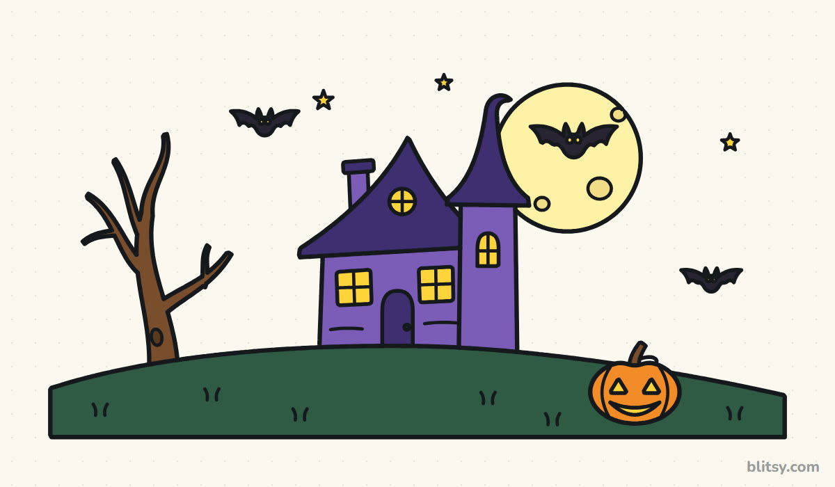 Halloween drawing step by step - finished drawing