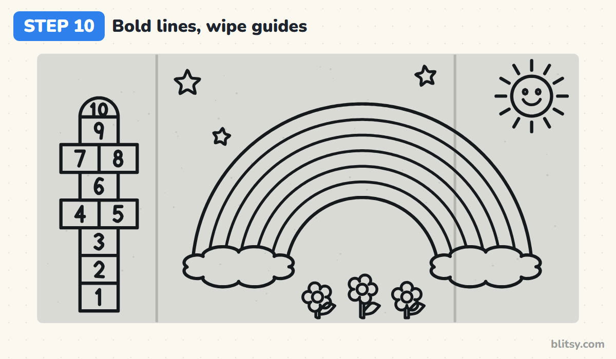 How to do chalk art step by step step 10 - go bold and wipe the guides