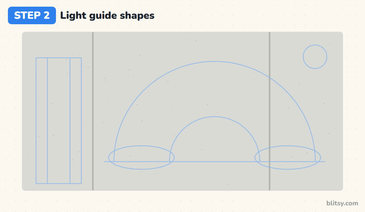 How to do chalk art step by step step 2 - sketch light guide shapes