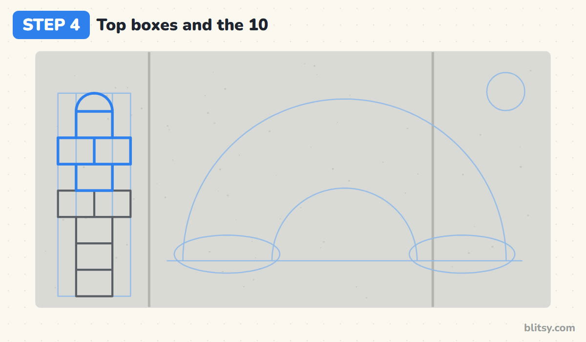 How to do chalk art step by step step 4 - add the top boxes and the 10