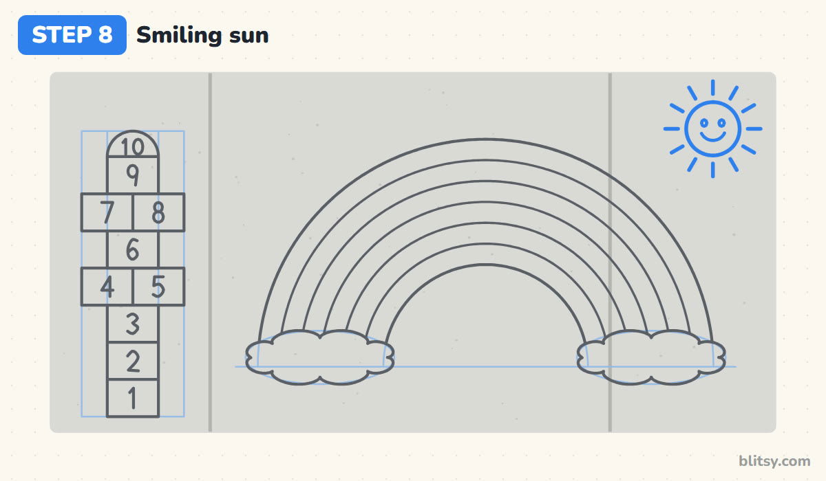 How to do chalk art step by step step 8 - add a smiling sun