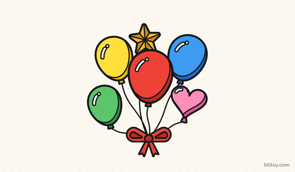 How to draw a balloon step by step - finished drawing