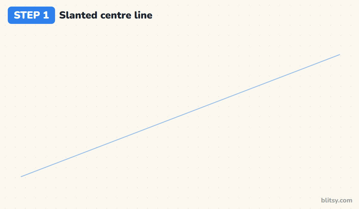 How to draw a baseball bat step by step step 1 - rule one long slanted centre line