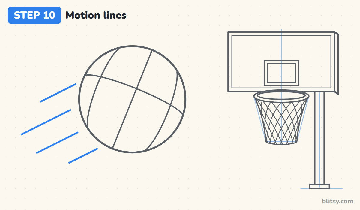 How to draw a basketball step by step step 10 - sketch the motion lines