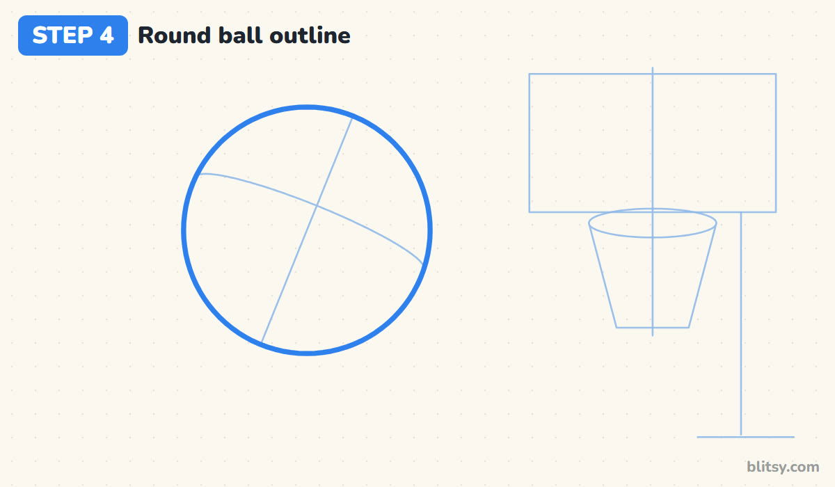 How to draw a basketball step by step step 4 - go over the ball outline