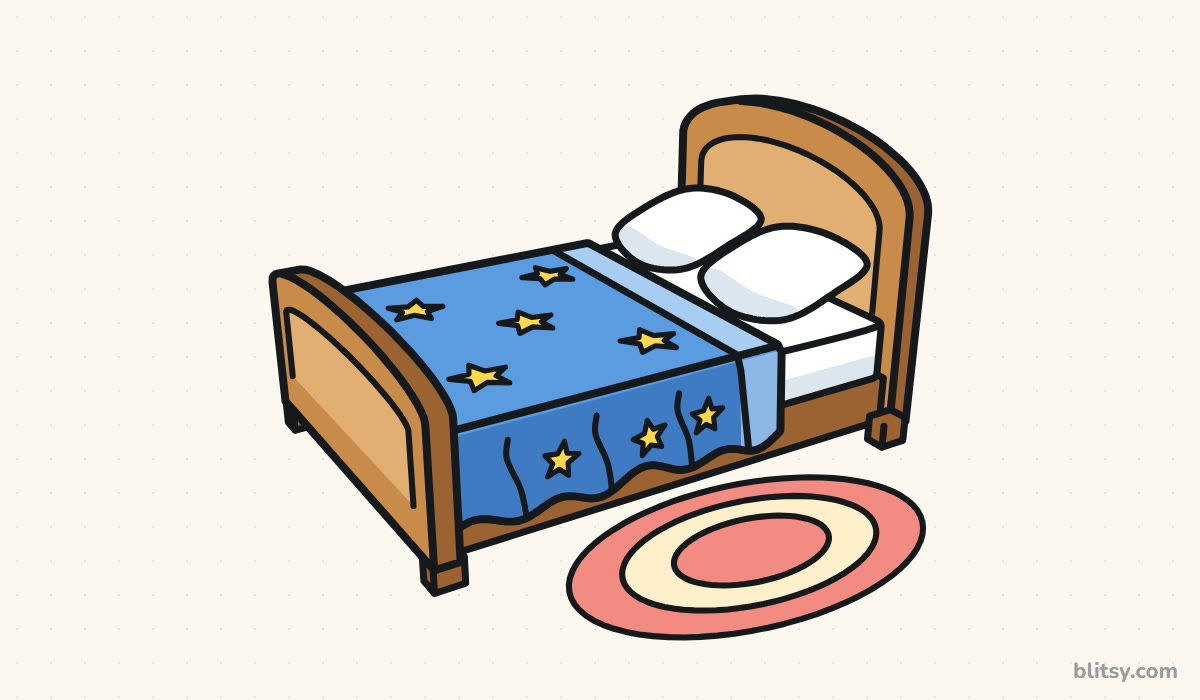 How to draw a bed step by step - finished drawing